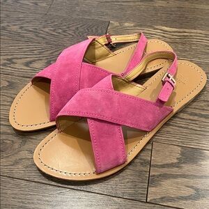Marc Fisher LTD Pink Suede Crossband Slingback Sandals